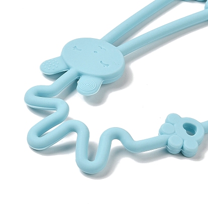 2 in 1 Silicone Baby Pacifier Holder Chains, Rabbit with Paw Print Baby Teether Strap, DIY Nursing Necklace Making