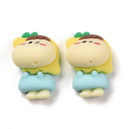 Opaque Resin Cabochons, Mini Lemon Doll