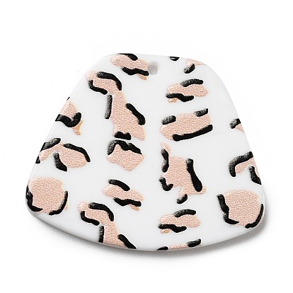 Leopard Pattern Opaque Acrylic Pendants, for DIY Earring Accessories, Trapezoid