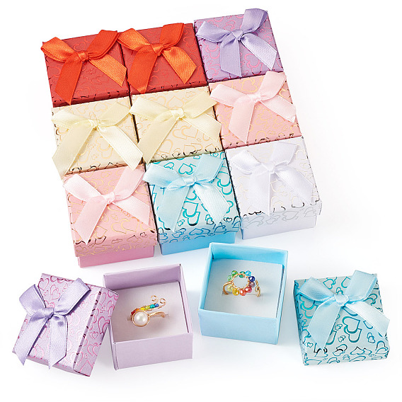 12 шт. 6 коробки для хранения подарков с бантом из картона и бумаги, с белой губкой внутри, квадратный