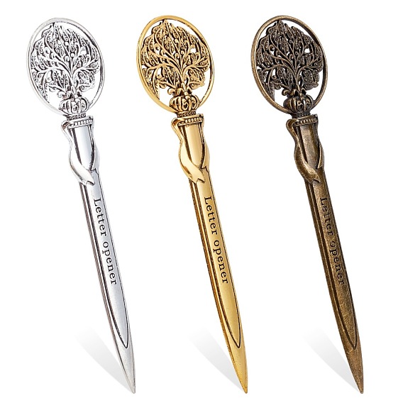 3 шт 3 цвета цинковый сплав открывалка для конвертов, офисный писатель, кольцо с деревом