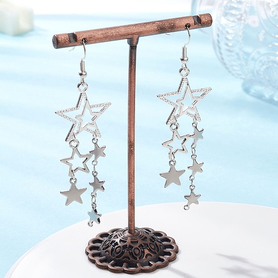 304 серьги со звездами из нержавеющей стали, с фурнитурой для сережек из сплава и латуни