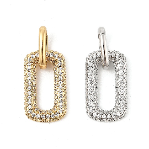 Латунные микро проложить кубического циркония подвески, прямоугольные, стойки покрытие, долговечный, без свинца и без кадмия