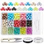 DIY Spray Painted Glass Round Beads Stretch Bracelets Making Kits, include Sharp Steel Scissors, Elastic Crystal Thread, Stainless Steel Beading Needles