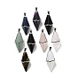 Gemstone Pointed Pendants, Faceted Bicone Bullet Charms with Rack Plating Platinum Plated Brass Findings, Cadmium Free & Lead Free