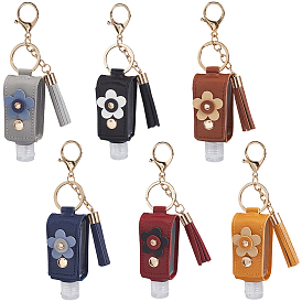 6 шт. 6 цвета или настольные брелки для ключей в виде пустых бутылок для путешествий, брелки с кисточками из искусственной кожи в виде цветов, золотой свет