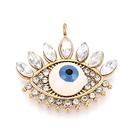 303 нержавеющей стальной эмали подвески, Злые чары глаз, со стразами, ионное покрытие (ip), долговечный