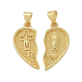 Латунные микро проложить кубического циркония подвески, сердце с соками девы марии и словом долговечное покрытие, без свинца и без кадмия