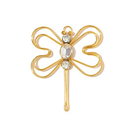 304 из нержавеющей стали горный хрусталь подвески, стрекоза прелести, ионное покрытие (ip), зеркальная полировка, реальный 18 k позолоченный