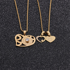 Golden Heart Love Pendant Necklace for Women - Titanium Steel Jewelry