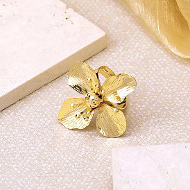 Offene Manschettenringe aus Eisen mit Blumenmuster für Damen