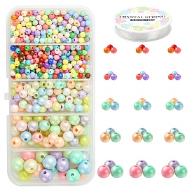 Разноцветные акриловые круглые эластичные браслеты из бисера своими руками