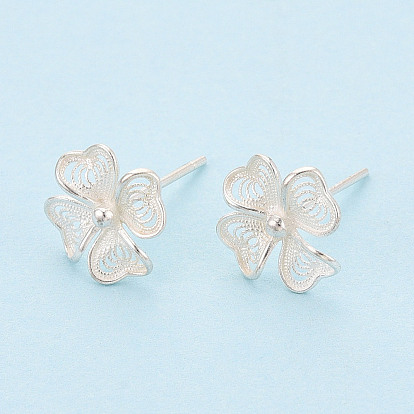 925 стерлингового серебра серьги стержня, клевер