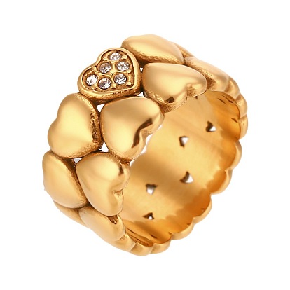 Minimalist Double Layer Heart Ring in Gold Plated Stainless Steel