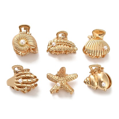 Сплав клипы коготь волос, с имитацией жемчуга, аксессуары для волос для женщин и девочек, формы раковины