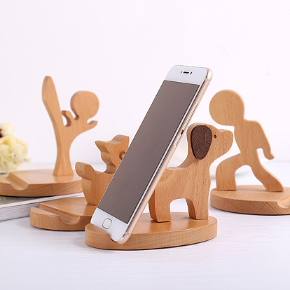 Wooden mobile phone bracket creative pony mobile phone Thomas back with coins beech wood lazy mobile phone seat carving