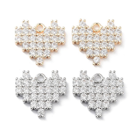 Латунные микропаве прозрачные кубические циркониевые подвески, без кадмия, без никеля и без свинца, сердце прелести