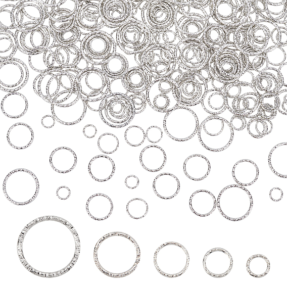 500 Stück 5 Stil eisengelötete geschlossene Biegeringe, Twisted-Runde, diamantgeschliffene Textur