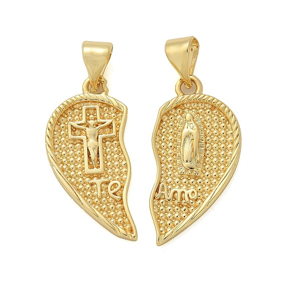 Латунные микро проложить кубического циркония подвески, сердце с соками девы марии и словом долговечное покрытие, без свинца и без кадмия
