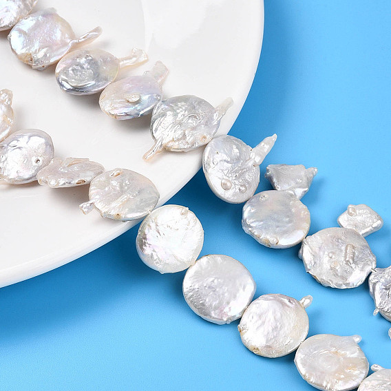 Натуральный жемчуг в стиле барокко кеши, зарождающаяся жемчужина, плоско-круглые