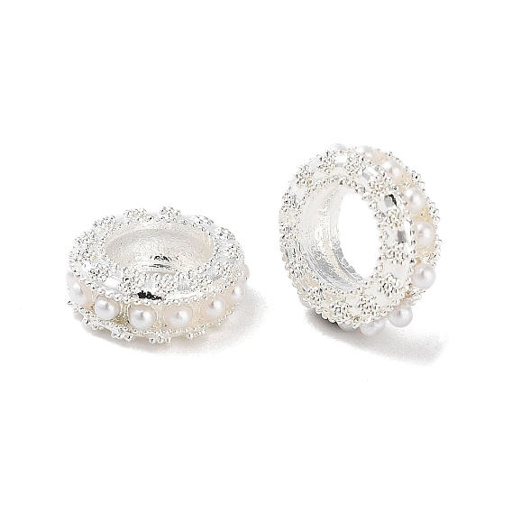 Alloy Beads, with ABS, Large Hole Beads, Rondelle