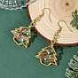 Pendientes colgantes de latón y cristal para mujer, árbol de Navidad