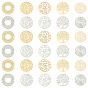 20Pcs 10 Styles Rack Plating Brass Hollow Out Connector Charms, Long-Lasting Plated, Flat Round Etched Metal Embellishments
