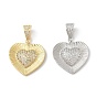 Латунные микро проложить кубического циркония подвески, без кадмия и без свинца, сердце прелести