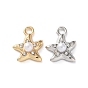 Стойки обшивки кулон сплава, со стразами и искусственным жемчугом из АБС-пластика, звезды прелести