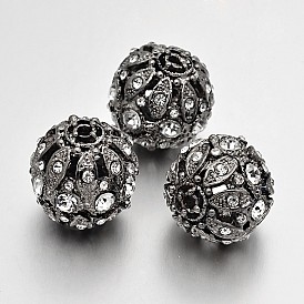 Perles de strass en alliage, ronde, 21mm, Trou: 2.5mm