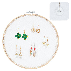 Держатель-органайзер для сережек с кружевными дисками, с деревянной подставкой, настольный декоративный держатель для ювелирных изделий