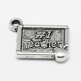 Tibetan Style Alloy Pendants for Teachers' Day, Rectangle with Word, Cadmium Free & Lead Free