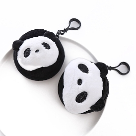 Cartoon Style Cloth Wallets, Change Purse with Zipper & Keychain, for Women, Panda