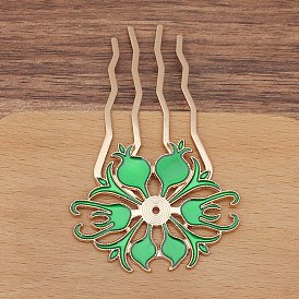 Alloy Hair Comb Findings, for DIY Jewelry Accessories, Enamel Flower