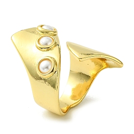 Brass with ABS Imitation Pearl Open Cuff Ring
