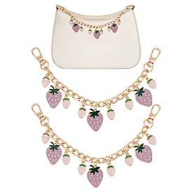 2шт. сплав эмаль клубника кулон алюминиевая панцирная цепочка сумка декоративные цепи, Сплав с застежками, аксессуары для замены сумок, золотые