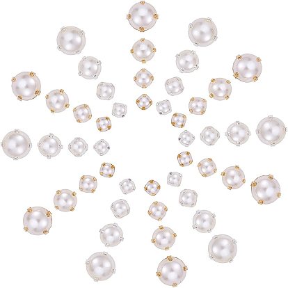 Sew on Acrylic Imitation Pearl, Montee Beads, Two Holes, Garment Accessories, Half Round