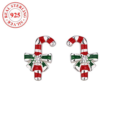 925 серьги-гвоздики в форме леденцов из стерлингового серебра с эмалью, с четким кубического циркония