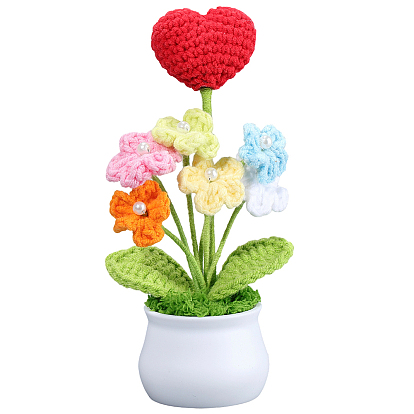 1 шт. вязаные вручную комнатные растения в горшках, вязаные крючком цветы, незабудка, с пластиковой вазой