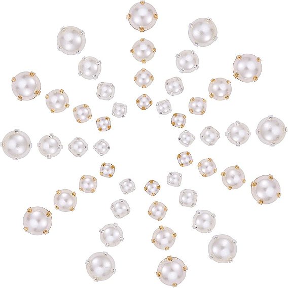 Sew on Acrylic Imitation Pearl, Montee Beads, Two Holes, Garment Accessories, Half Round