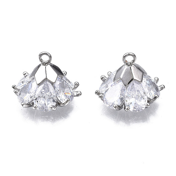 Подвески из прозрачного кубического циркония с инкрустацией из латуни, без кадмия, без никеля и без свинца, цветок