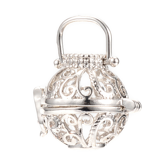 Подвески из латуни, без никеля , для ожерелья, полый, круглые