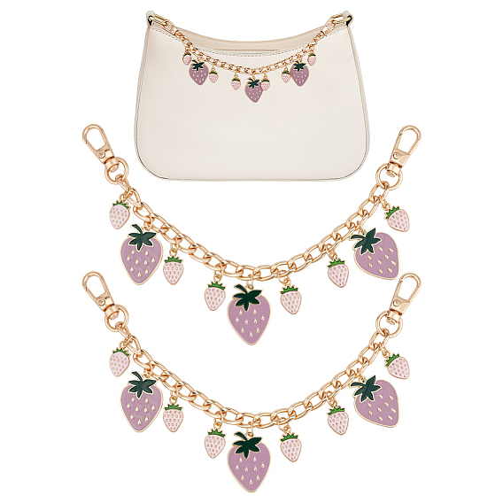 2шт. сплав эмаль клубника кулон алюминиевая панцирная цепочка сумка декоративные цепи, Сплав с застежками, аксессуары для замены сумок, золотые