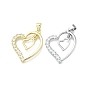 Латунные микро проложить кубического циркония подвески, сердце, долговечный, без свинца и без кадмия, стойки покрытие