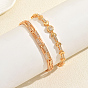 Латунные браслеты-цепочки с микропаве из прозрачных кубических цирконий для женщин