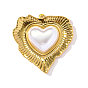 304 подвески из нержавеющей стали, сердце прелести, с ABS имитации жемчуга, ионное покрытие (ip), реальный 18 k позолоченный