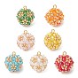 7Pcs Electroplate Glass & Round Rocailles & Glass Pearl Beaded Pendants, Round