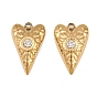 304 Stainless Steel with Crystal Rhinestone Pendants, Heart Charms, Ion Plating(IP)