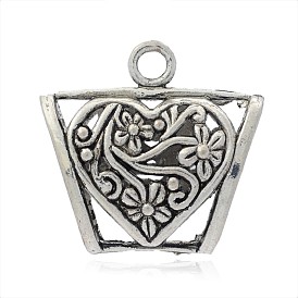 DIY Scarf Pendant Tibetan Style Alloy Tube Bails, Loop Bails, Large Bail Beads, Tube with Heart Pattern, 37x39x17mm, Hole: 5mm, Inner Diameter: 13x25mm