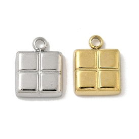 304 подвески из нержавеющей стали, квадратных амулеты, ионное покрытие (ip)